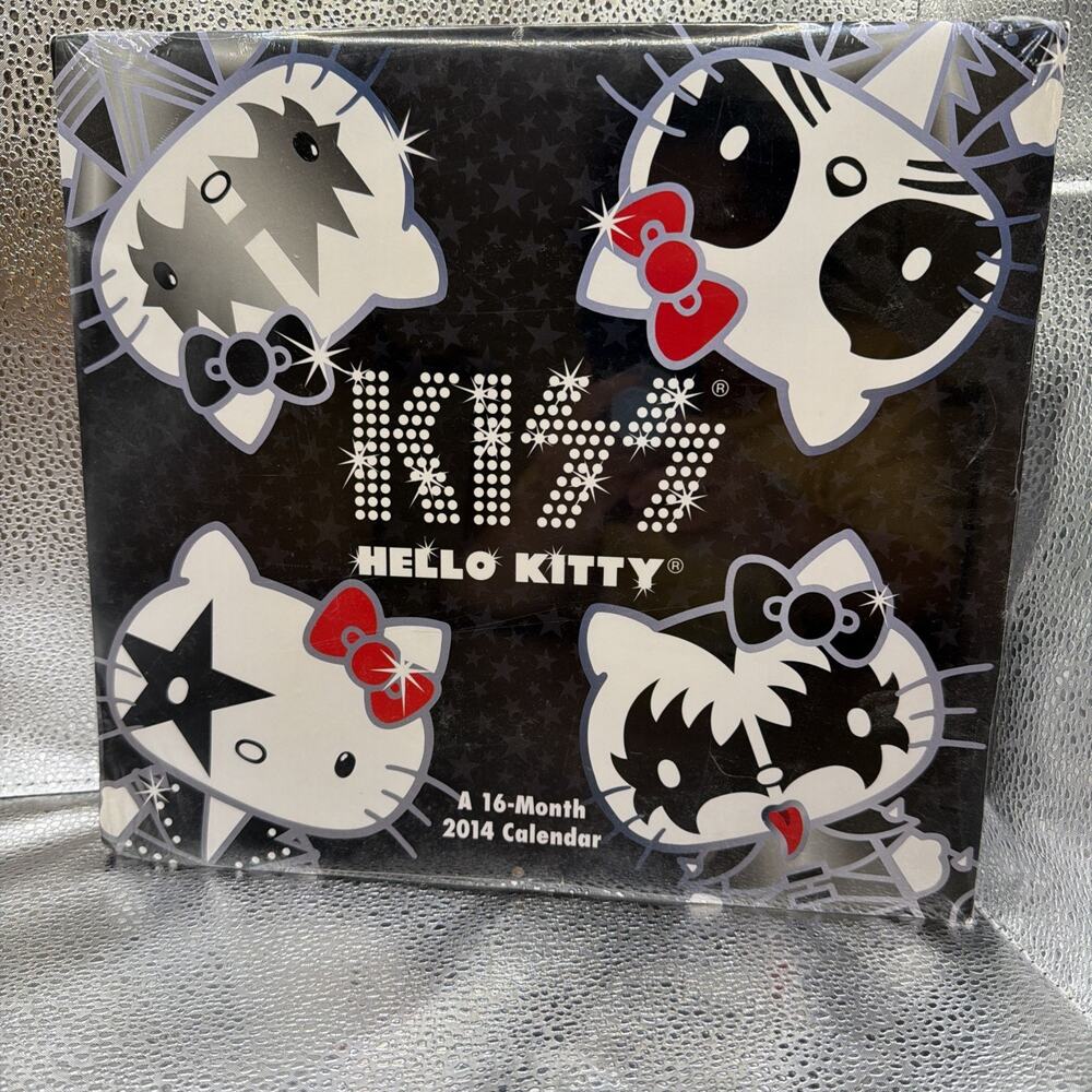 KISS Rock Band HELLO KITTY 2014 calendar 16 month NOS Gene Paul Ace SEALED